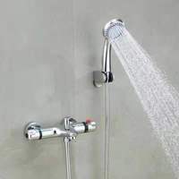 Robinet mitigeur de douche en cuivre, livraison gratuite, Thermostat extérieur mural rond chromé mitigeur de douche, robinet de salle de bains en laiton