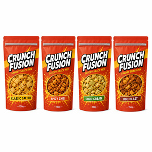 Custom Savory Snack Mix Bag Clear Window Resealable Zip Stand up Flat Bottom Food Packaging Bags for Chips Pretzels Party Mix - Product Image 1