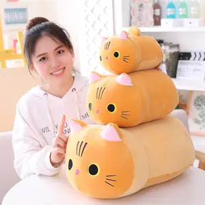 Dessin animé doux mignon peluche chat peluche jouet personnalisé 25cm Kawaii chat en forme de canapé oreiller coussin beau jouet pour enfants