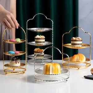 JiuJiuJu Durable Gold Plated 2 Tier Cupcakes Regal Besteck halter mit runder Platte für Hochzeit dekorative Dessert Kuchenst änder