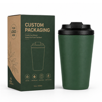 Mug à café isotherme personnalisé avec logo, 12 oz, en acier inoxydable, tasse de voyage avec couvercle rabattable anti-fuite et base en silicone