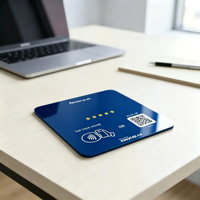 Autocollant NFC étanche mini format avec code QR pour la collecte d'avis clients en magasin, en PVC, couleur et logo personnalisables