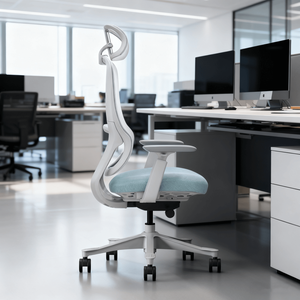 Chaise de bureau pivotante <span class=keywords><strong>en</strong></span> maille de luxe contemporaine, 4 vérins à gaz, mécanisme d'inclinaison verrouillable, design ergonomique, utilisation pour les conférences et les jeux - Product Image 2