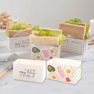 Ciambelle da asporto stampate personalizzate confezione di carta Sandwich Burger scatola di carta per pane da forno