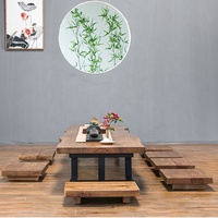Table de thé console moderne japonaise en bois massif Tatami, grande assise zen, table basse pour baie vitrée, villa, hôtel, salon