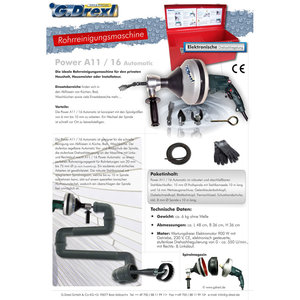 DISPOSITIVO DI PULIZIA TUBI A11/16 PROFI AUTOMATICO INCLUSA VALIGETTA, CON ALIMENTAZIONE 10 MM SP. X 10 M LG E PORTAUTENSILI 16 - Product Image 2
