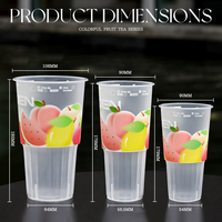 Gobelet en plastique jetable personnalisé avec logo, 500 ml, qualité alimentaire, 90 mm, gobelet en PP givré, gobelet à bulles, gobelet rayé avec couvercle en dôme, anti-fuite