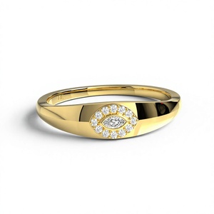 18K Gold Plated Marquise Diamond Signet <b>Ring</b> Oval Halo Round Pave <b>Dome</b> Band Smooth Chunky Statement <b>Ring</b> Fine Jewelry for Women - Product Image 1