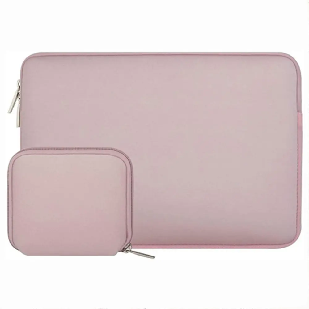 Custom Print Universal Waterproof Shockproof Pink Soft Slim Neoprene Laptop Sleeve Pouch Bag with Small Case for Macbook Air