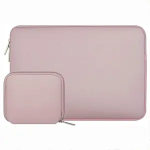 Custom Universal Waterproof Shockproof Pink Soft Slim Neoprene Laptop Sleeve Pouch Bag with Small Case Bag Compatible