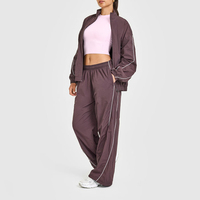 Pantalons de survêtement de sport pour femmes, coupe droite, surdimensionnés, avec logo personnalisé 2025, bordure, légers, tissés, amples, en nylon
