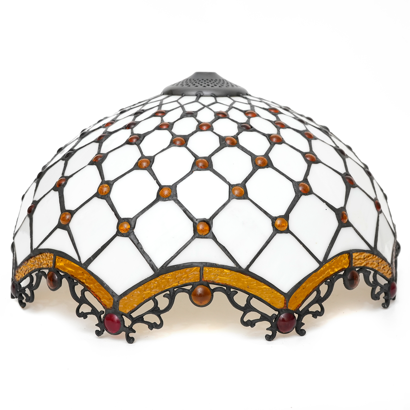 Tiffany Lamp Shade Replacement 16Inch Stained Glass Amber Bead Lampshade Fit for Table Lamps FLoor Lamp Pendant Light Home Decor