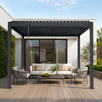 Pergola en aluminium à lames orientables manuelles, imperméable, pour jardin, patio, cour arrière, terrasse