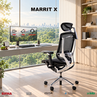 Chaise de bureau ergonomique en maille avec dossier en alliage d'aluminium, accoudoirs 5D, soutien lombaire GTChair