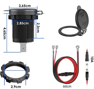 Nhà Máy Giá loại C + PD kép USB QC3.0 xe máy kỹ thuật số vôn kế/xe sạc ổ cắm với LED - Product Image 3
