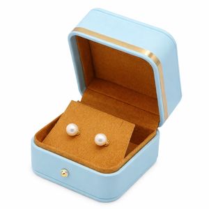 Boîte à boucles d'oreilles de créateur haut de gamme, en cuir PU à charnière, avec insert en velours et logo estampé à chaud, pour emballage de bijoux en détail - Product Image 5