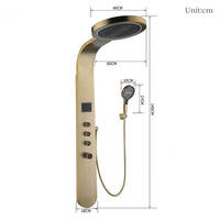 Colonne de douche murale multifonctionnelle en métal brossé avec LED, jet haute pression, pluie douce et résistante à l'eau
