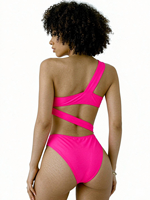 Maillot de bain une pièce bandeau découpé vert fluo pour femme, personnalisable avec logo, idéal pour le carnaval de Trinidad, vente en gros sous marque privée