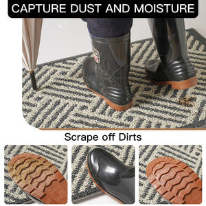 พรมเช็ดเท้ารูปทรงเรขาคณิตสุดหรู รูปทรงสี่เหลี่ยมผืนผ้า กันลื่น ป้องกันคราบสกปรก สำหรับทางเข้าบ้าน ทำจากเส้นใยโพลีเอสเตอร์ ทำความสะอาดง่าย - Product Image 4