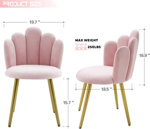 Sedia da trucco per camera da letto in polvere da donna sedia in velluto con decorazioni moderne di metà secolo sedia da camera da letto per soggiorno <span class=keywords><strong>rosa</strong></span> in metallo all'ingrosso - Product Image 6