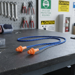 Top Notch Manufacturing NRR 22dB Reusable Blue Silicone Corded Earplugs with Comfortable Wearing for Hearing Protection - Product Image 2