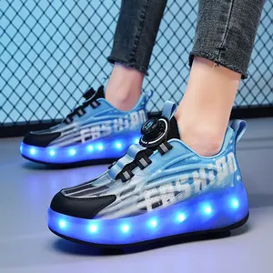 Light Up Roller Shoes for Girls Boys Double Rows 4 Wheels Skate shoes zapatos con ruedas DB