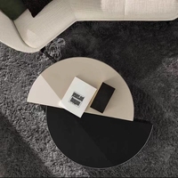 Ensemble de Table basse en verre trempé, de couleur blanche et noire, pour Center de thé, mobilier de salon moderne, nouvelle collection 2022
