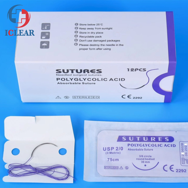 Veterinary PGA Absorbable Suture with Needle for Dog Cat Animal Wound Suturing