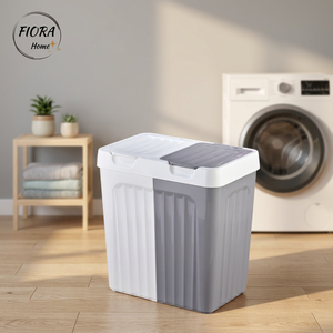 Fiora Home Eco-Friendly Durable 2-Compartment 80L Plastic Laundry Hamper Detachable Lid Rectangle <b>Standing</b> Type Clothes - Product Image 3