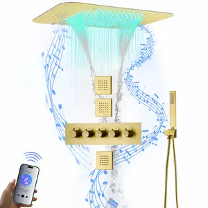 עיצוב חדש נירוסטה 6 דרך מיקסר להגדיר הוביל גשם ראש מקלחת ראש מקלחת עם עיסוי ספא גוף