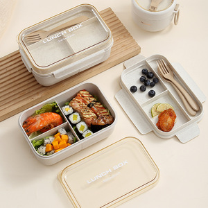 Lonchera Rectangular de Fibra de Trigo, Apta para Microondas, con Tapa, para Estudiantes y Trabajadores de Oficina - Product Image 2