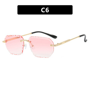 Rimless <b>Square</b> <b>Sunglasses</b> For Women UV400 Protection Retro Style Sun Protection Fashionable Adult Glasses - Product Image 3