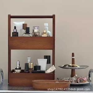 Étagère de rangement double couche en bois massif, organisateur de cuisine multifonctionnel, panier à fruits et collations sur comptoir, autoportant, minimaliste - Product Image 2