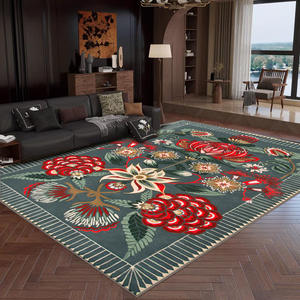 Tapis carré en velours cristal H-2479-142, imprimé motif abstrait, en fibre de polyester, lavable à l'eau, antidérapant, pour salon et chambre à coucher - Product Image 1