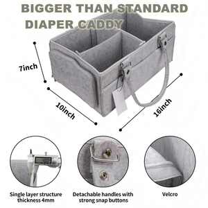 Organizador de Pañales para Bebé, Portátil, de Fieltro, con Compartimentos, Grande, Gris - Product Image 2