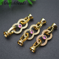Fermoir à ressort Double rond pour Bracelet, Style délicat, Anti-décoloration, plaqué or, zircon cubique, grande taille, forme irrégulière