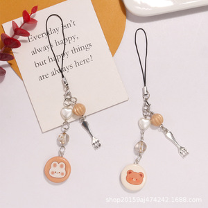 Nouveau acrylique chat perle porte-clés pendentif personnalisé téléphone chaîne amusant fourchette accessoires sac décoration - Product Image 1