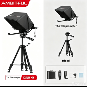 AMBITFULS T14 Foldable Teleprompter For Phone Tablet DSLR <b>Camera</b> Live Streaming Interview Recording With Tripod <b>Remote</b> <b>Control</b> - Product Image 3