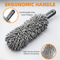 Brosse à poussière professionnelle en microfibre chenille bleue, sans rayures, pour l'intérieur de la voiture, tableau de bord, aérateurs, console