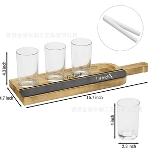 Wooden Beer Flight Paddle With 4 <b>Glasses</b> For Tasting Bar Serving Set Modern Simple Style - Product Image 4