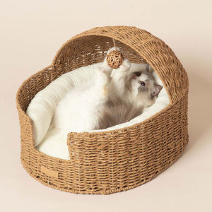 Neuheit: Süßer Haustier-Schlafkorb aus Seegras, Naturmaterial, faltbares Haustier-Zelt – Bestseller, Luxuriöse Betten für Haustiere - Product Image 4