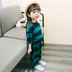 Korea Kids Wear Sweet Girl Green Collar T-Shirt and Wholesale Girls Ruffle <b>Pants</b> Sets for Autumn Decoration - Product Image 5