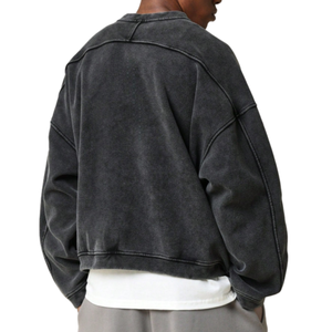 <span class=keywords><strong>Felpa</strong></span> a manica lunga oversize con scollo a girocollo personalizzato in cotone bianco con stampa a sbuffo <span class=keywords><strong>Vintage</strong></span> <span class=keywords><strong>nera</strong></span> - Product Image 2