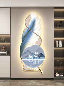 Led avec des lumières dans le couloir peinture <span class=keywords><strong>d</strong></span>écorative couloir suspendu plume sens avancé simples peintures murales modernes - Product Image 6