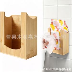 Caja de pañuelos de madera para baño, dispensador de toallitas húmedas montado en la pared, soporte de almacenamiento para uso doméstico - Product Image 1