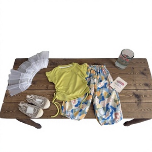 <span class=keywords><strong>Abbigliamento</strong></span> per Bambine, Set Estivo Nuovo Stile 2025, Pantaloncini Anti-zanzare con Maniche a Volant, Cotone Tinta Unita con Cartoni Animati alla Moda - Product Image 1