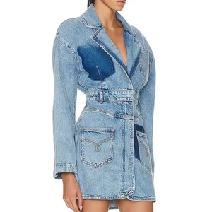 Vestido Midi de Mezclilla para Otoño al por Mayor, Estilo Ejecutivo Elegante, Manga Larga, 100% Algodón, Lavado Ácido, Vestido Vaquero Discreto - Product Image 3