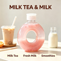 Bouteilles de jus en plastique PET personnalisées en forme de donut, contenants jetables pour jus, smoothies, lait et thé – Vente en gros