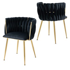 Sedia da pranzo da <span class=keywords><strong>cucina</strong></span> moderna viola dal Design speciale poltrona da toeletta con accento trapuntato in velluto per sala da pranzo, soggiorno, camera da letto - Product Image 6