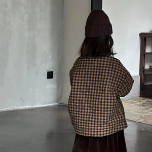 Giacca Invernale Casual per Bambini Stylefish, Modello a Quadri Traspirante in Misto Poliestere/Cotone, Design Trapuntato con Collo Rotondo - Product Image 3